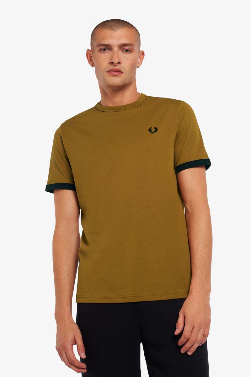 Camel Fred Perry Ringer Men\'s T Shirts | PH 1744FDNM